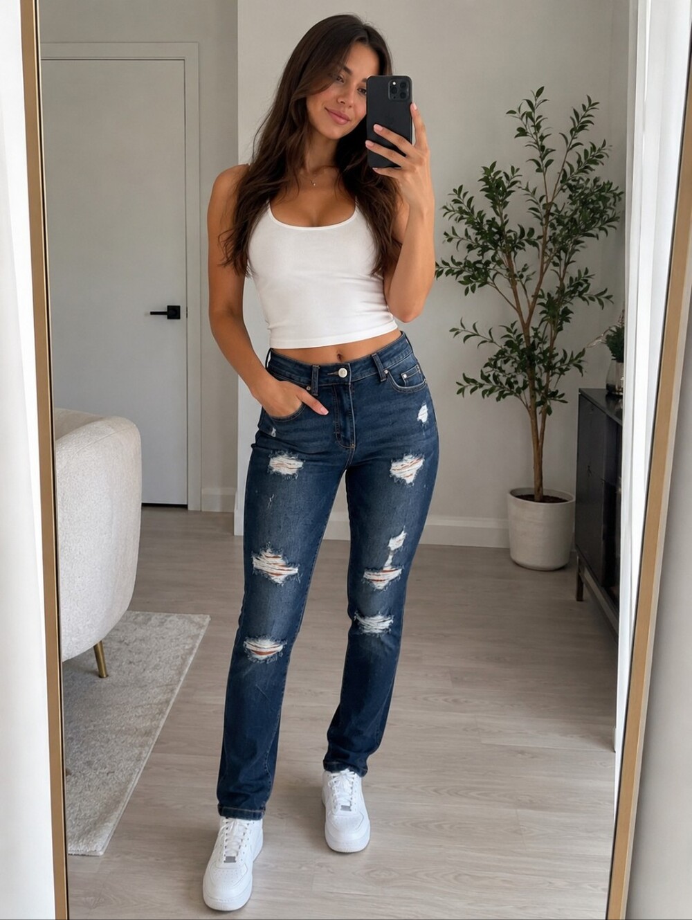 Garage Dark Blue Distressed Skinny Jeans - Women